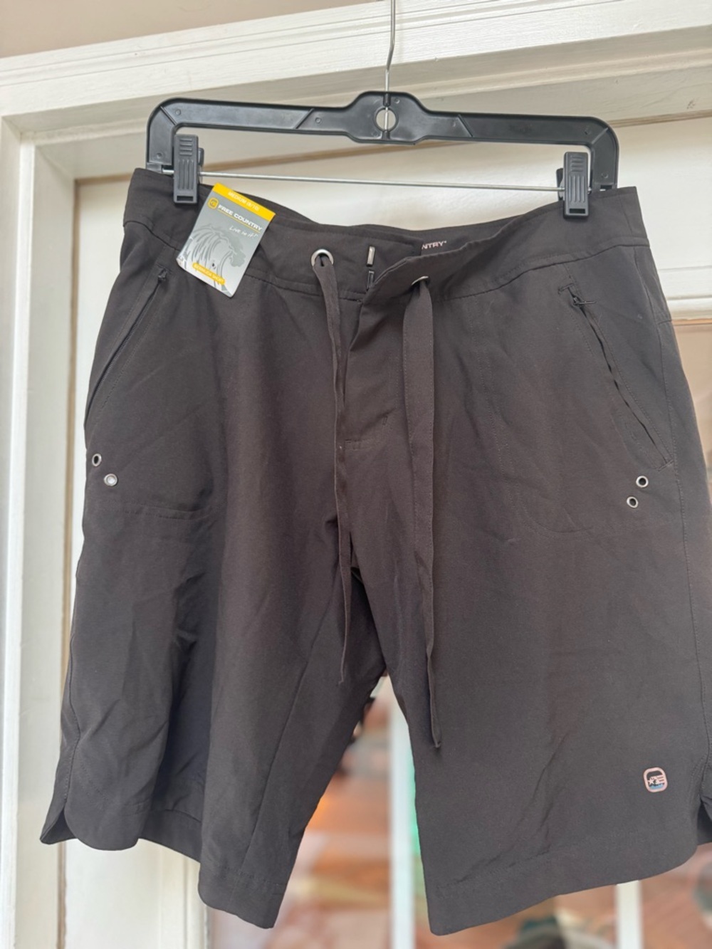 NWT Free Country Black Bermuda Athletic Shorts with Elastic Waist